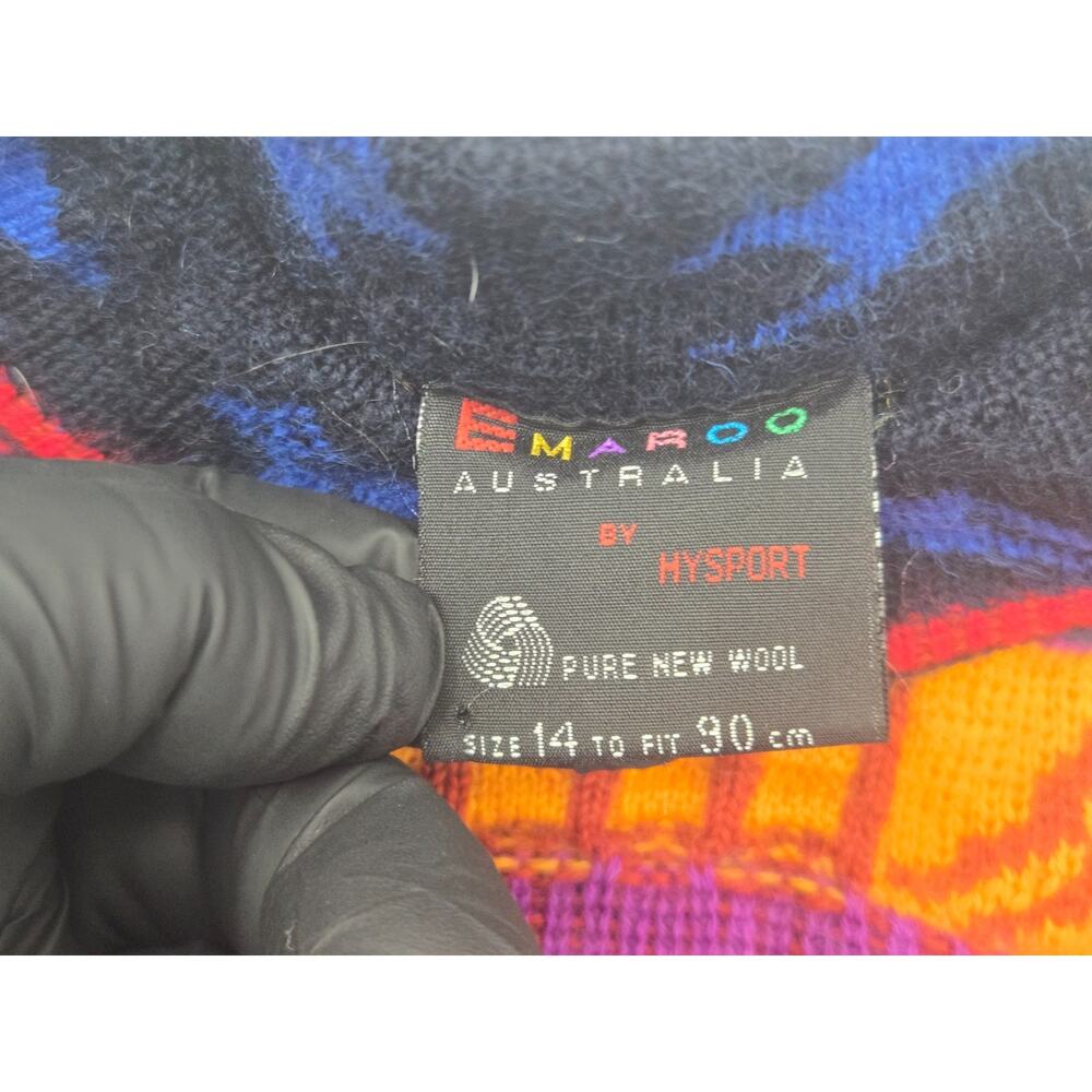 Vintage Emaroo Crazy 3D Knit Pullover Australia Theme 90s Jumper Size:14 - Picture 8 of 16
